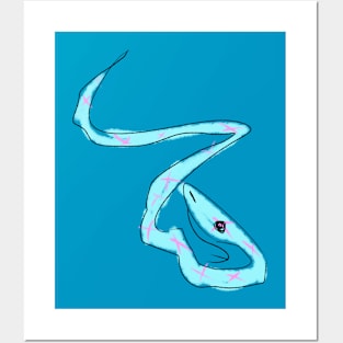 Blue Sketchy Snake Posters and Art